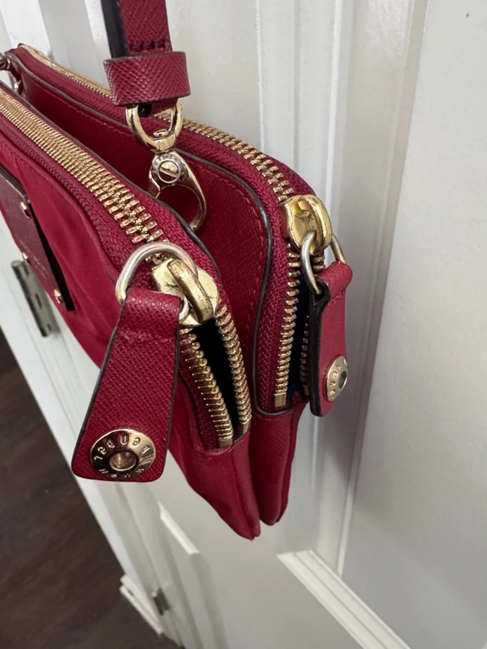 henri bendel burgundy crossbody with gold-tone accents - Picture 7 of 12